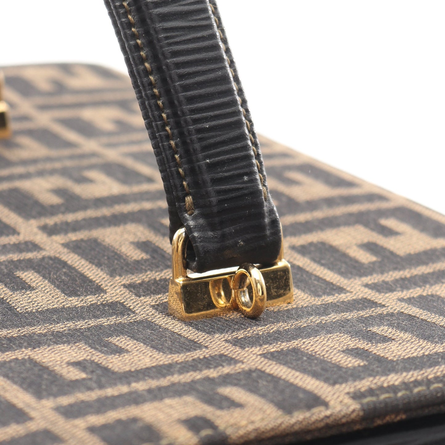 ズッカ バニティバッグ キャンバス レザー ブラウン ブラック 2WAY フェンディ バッグ FENDI