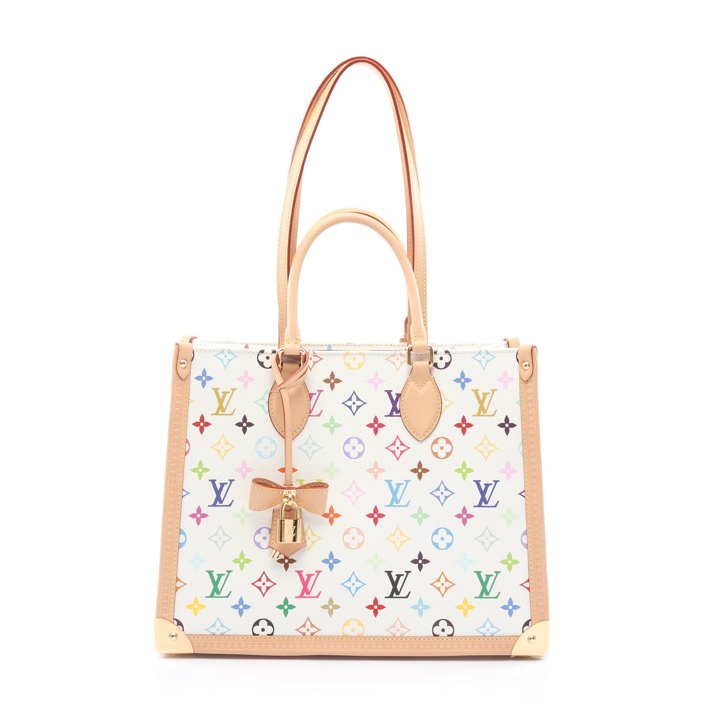 LOUIS VUITTON × 村上隆 オンザゴー トランクMM モノグラムマルチカラー ブロン ショルダーバッグ トートバッグ PVC レザー ホワイト 2WAY ルイヴィトン バッグ LOUIS VUITTON