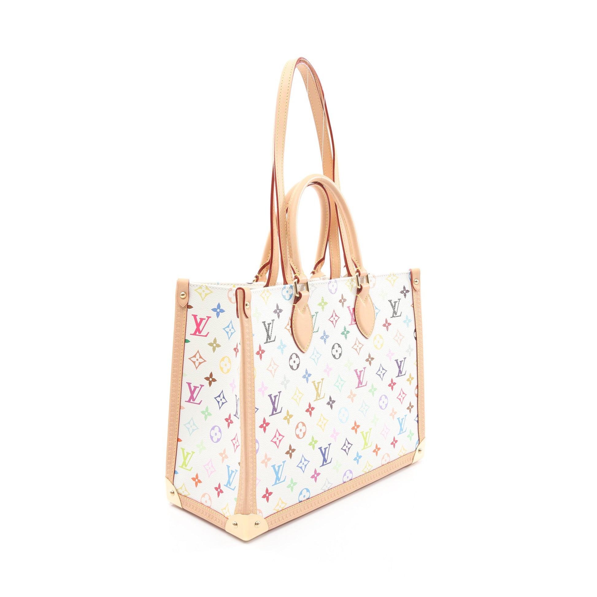 LOUIS VUITTON × 村上隆 オンザゴー トランクMM モノグラムマルチカラー ブロン ショルダーバッグ トートバッグ PVC レザー ホワイト 2WAY ルイヴィトン バッグ LOUIS VUITTON