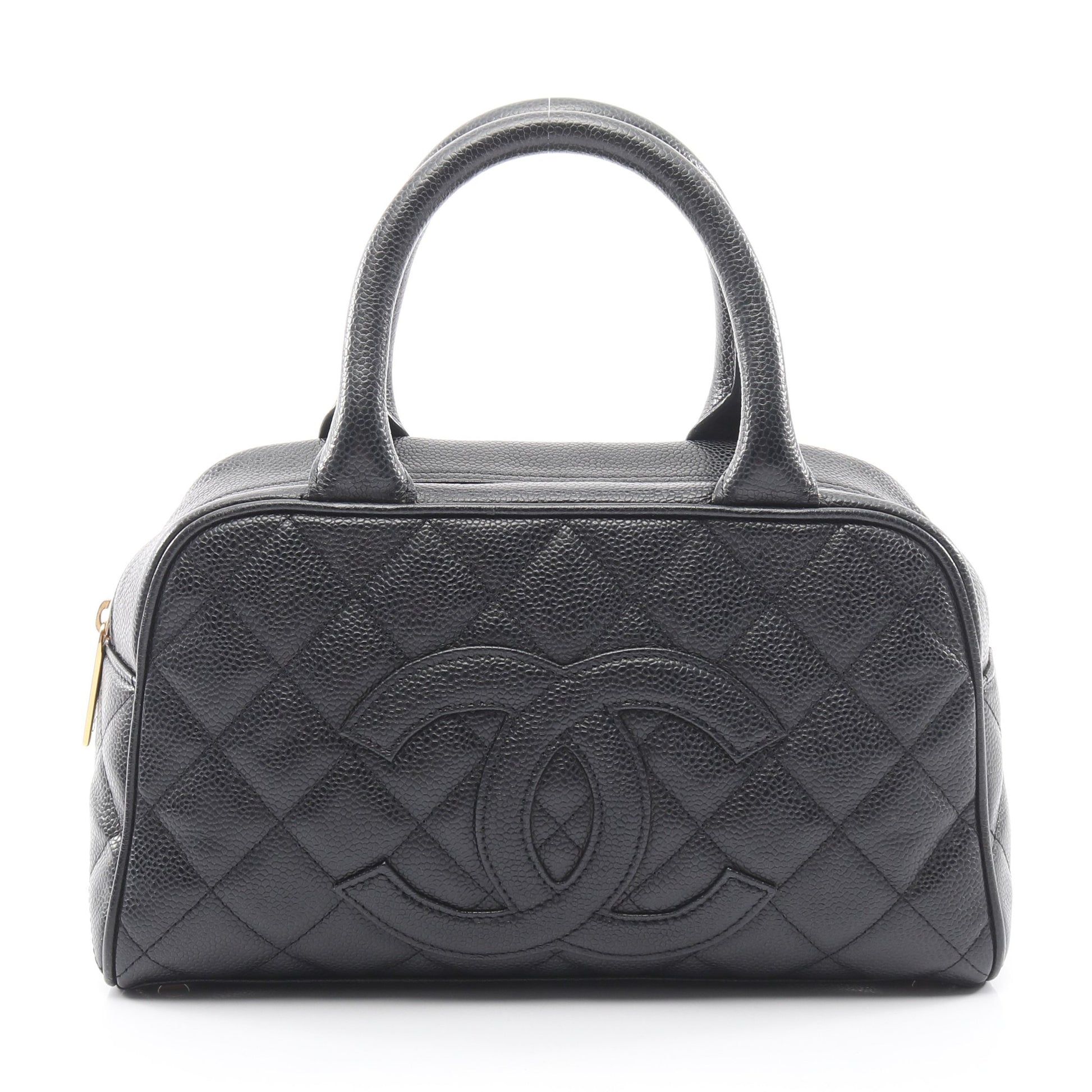 マトラッセ ハンドバッグ ミニボストンバッグ キャビアスキン ブラック ゴールド金具 シャネル バッグ CHANEL