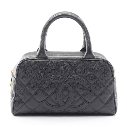 マトラッセ ハンドバッグ ミニボストンバッグ キャビアスキン ブラック ゴールド金具 シャネル バッグ CHANEL