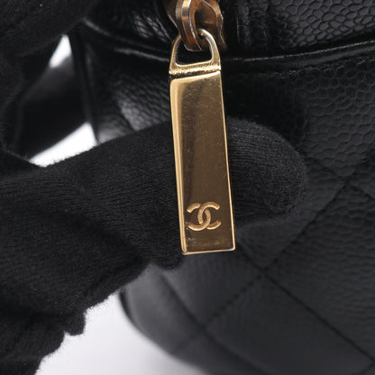 マトラッセ ハンドバッグ ミニボストンバッグ キャビアスキン ブラック ゴールド金具 シャネル バッグ CHANEL