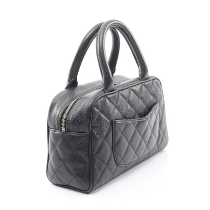 マトラッセ ハンドバッグ ミニボストンバッグ キャビアスキン ブラック ゴールド金具 シャネル バッグ CHANEL