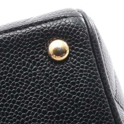 マトラッセ ハンドバッグ ミニボストンバッグ キャビアスキン ブラック ゴールド金具 シャネル バッグ CHANEL