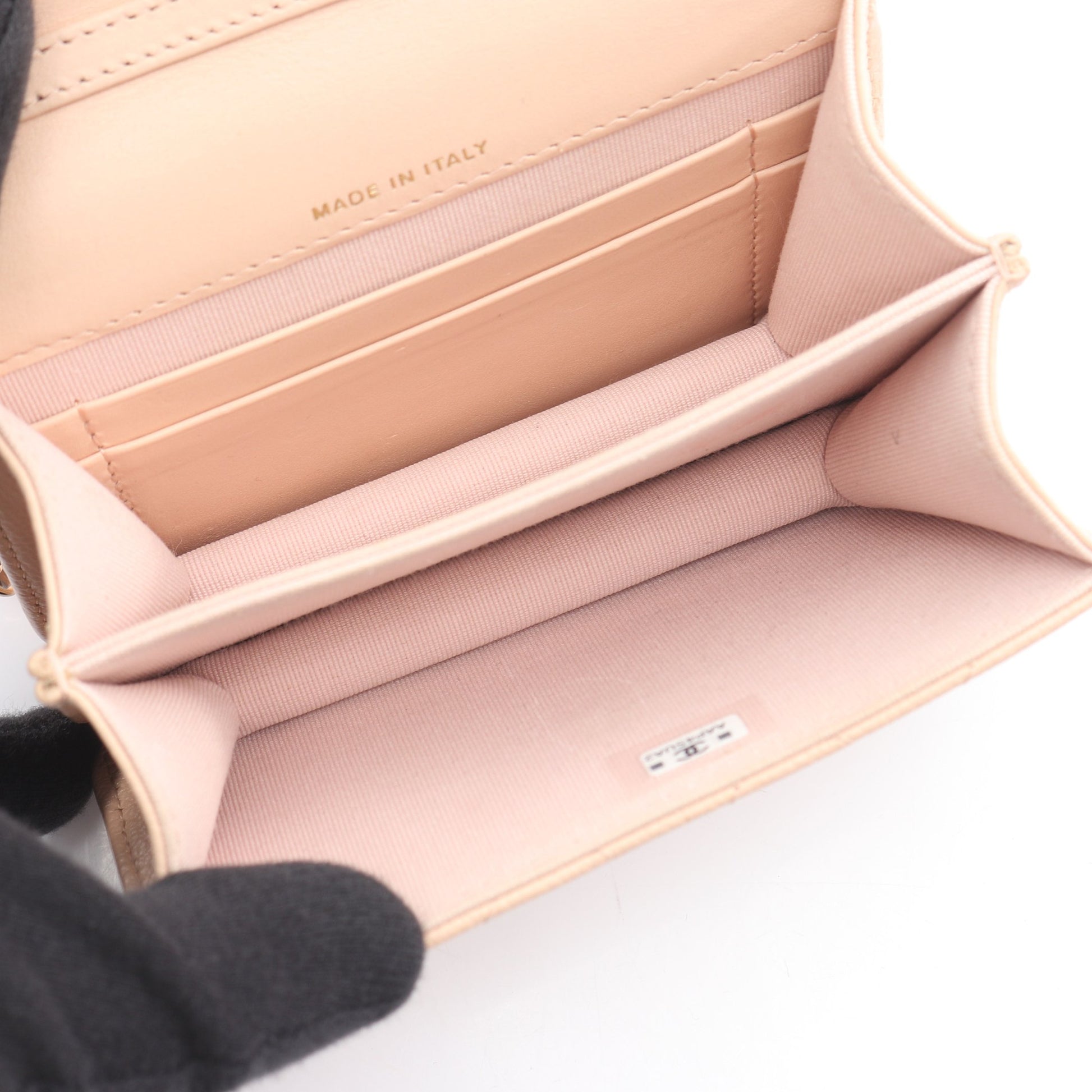 ミニマトラッセ チェーンショルダーバッグ キャビアスキン ピンクベージュ ゴールド金具 シャネル バッグ CHANEL