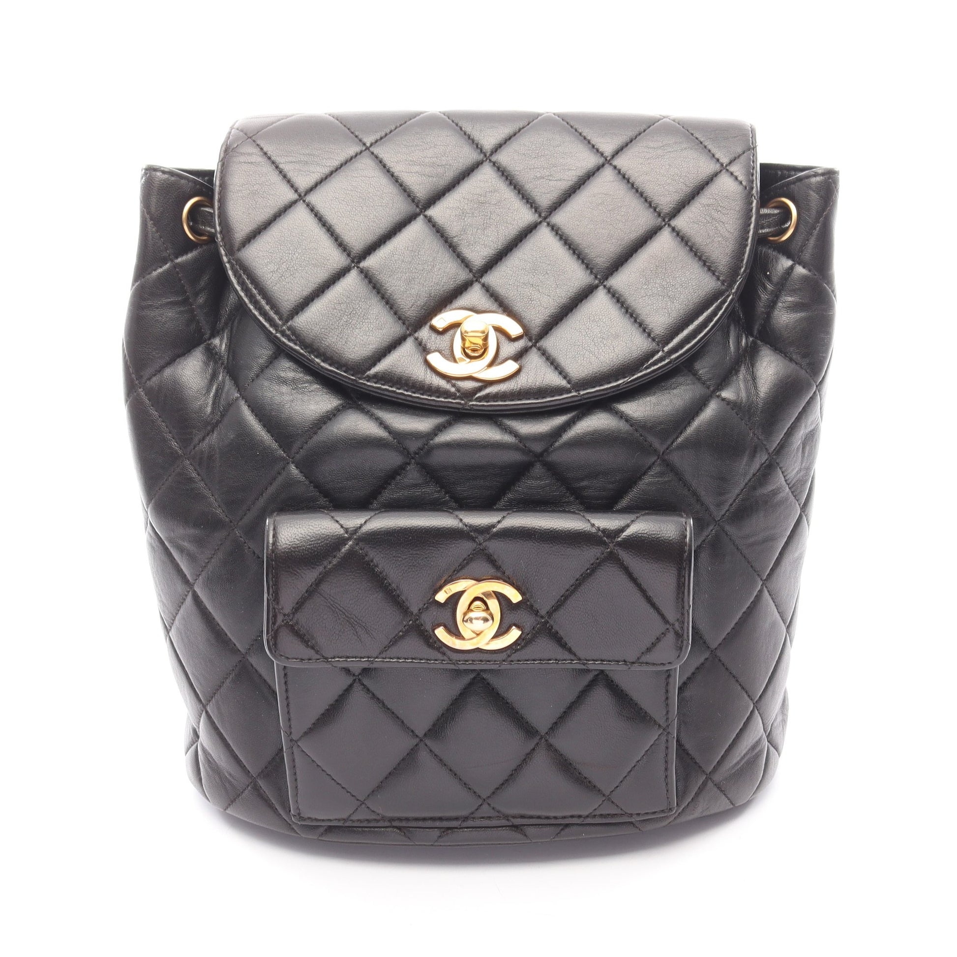 マトラッセ バックパック リュックサック ラムスキン ブラック ゴールド金具 シャネル バッグ CHANEL