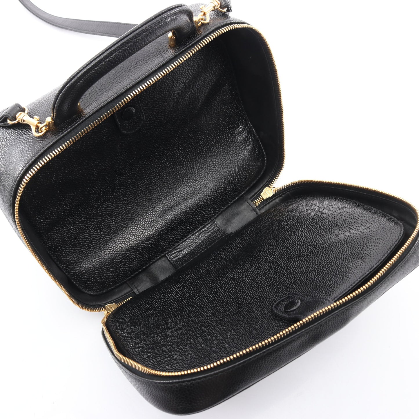 ココマーク バニティバッグ ハンドバッグ キャビアスキン ブラック ゴールド金具 2WAY シャネル バッグ CHANEL