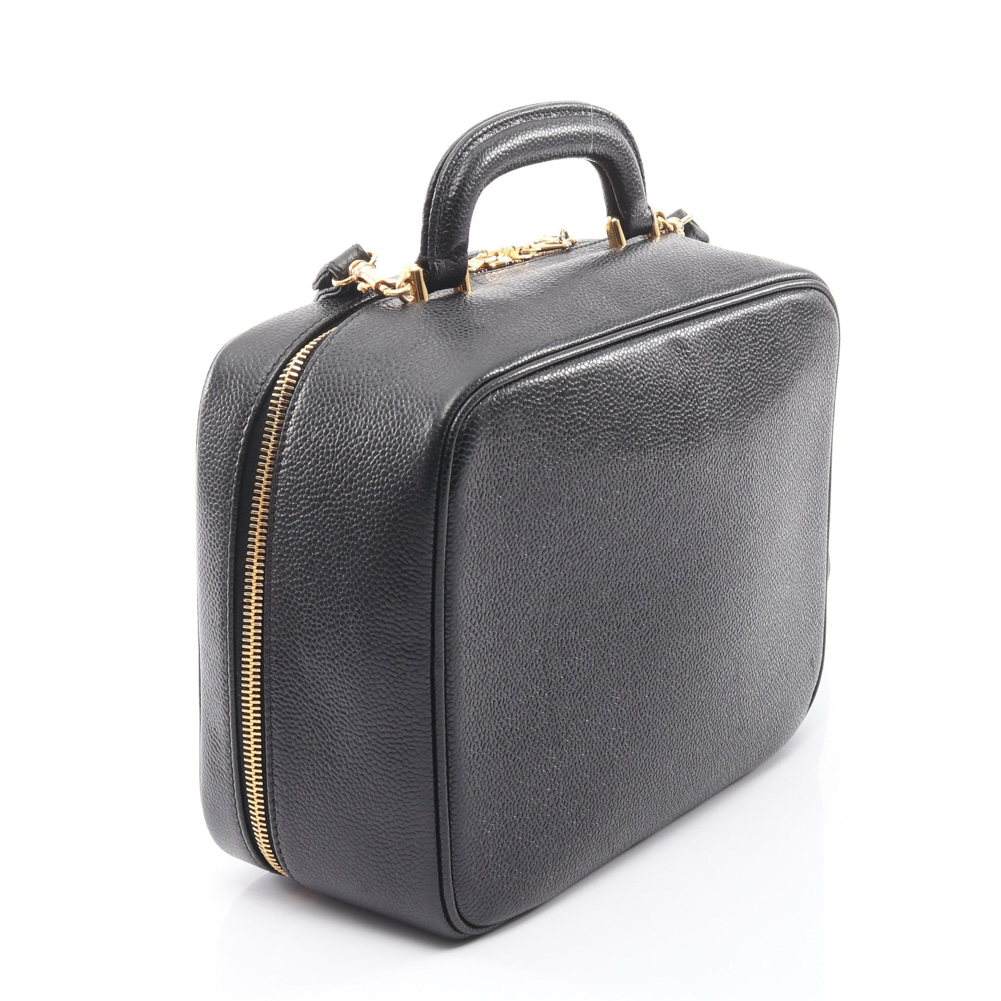 ココマーク バニティバッグ ハンドバッグ キャビアスキン ブラック ゴールド金具 2WAY シャネル バッグ CHANEL