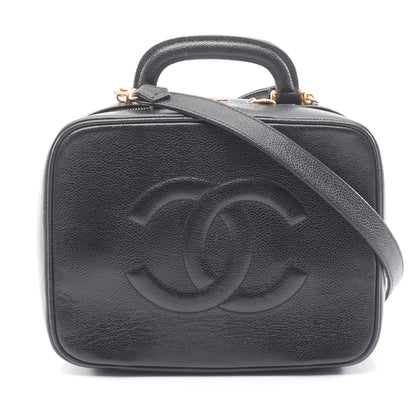 ココマーク バニティバッグ ハンドバッグ キャビアスキン ブラック ゴールド金具 2WAY シャネル バッグ CHANEL