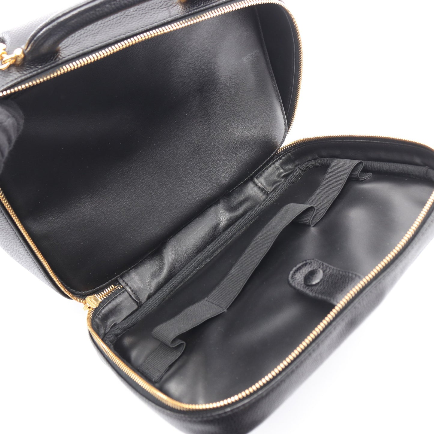 ココマーク バニティバッグ ハンドバッグ キャビアスキン ブラック ゴールド金具 2WAY シャネル バッグ CHANEL