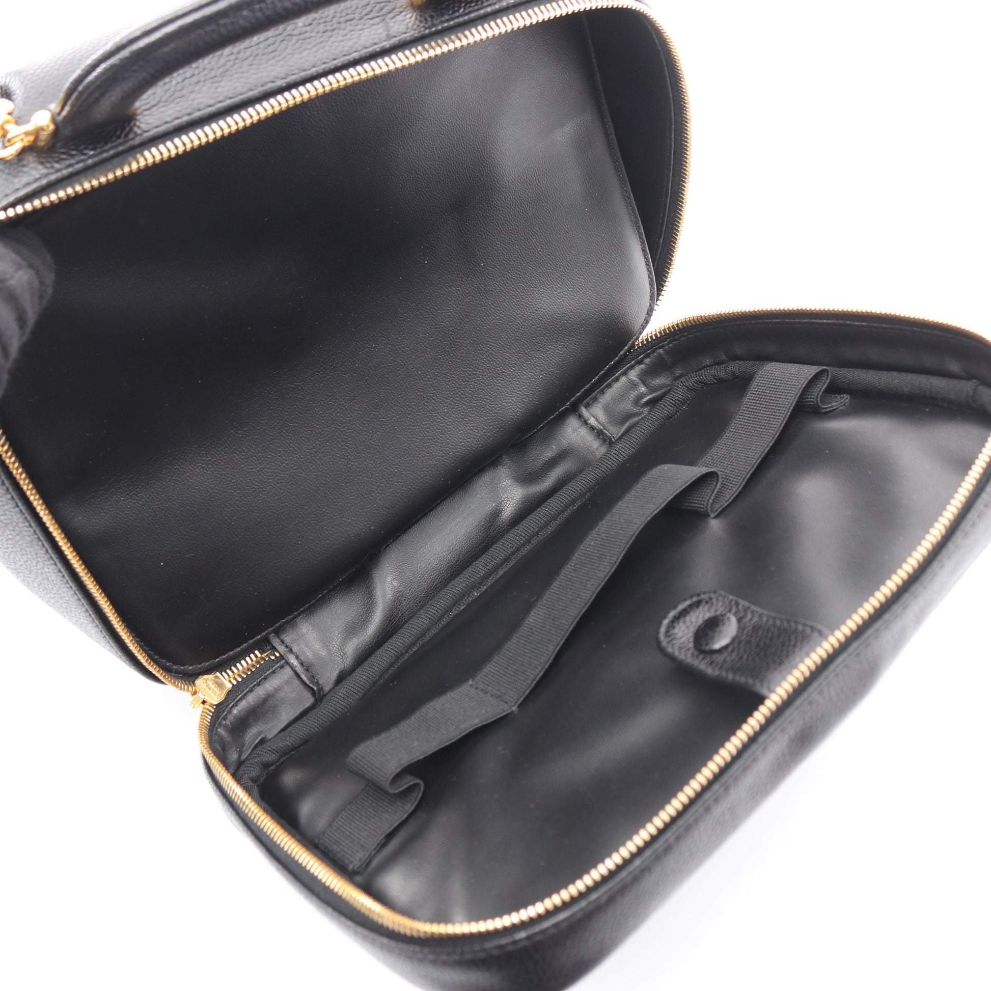 ココマーク バニティバッグ ハンドバッグ キャビアスキン ブラック ゴールド金具 2WAY シャネル バッグ CHANEL
