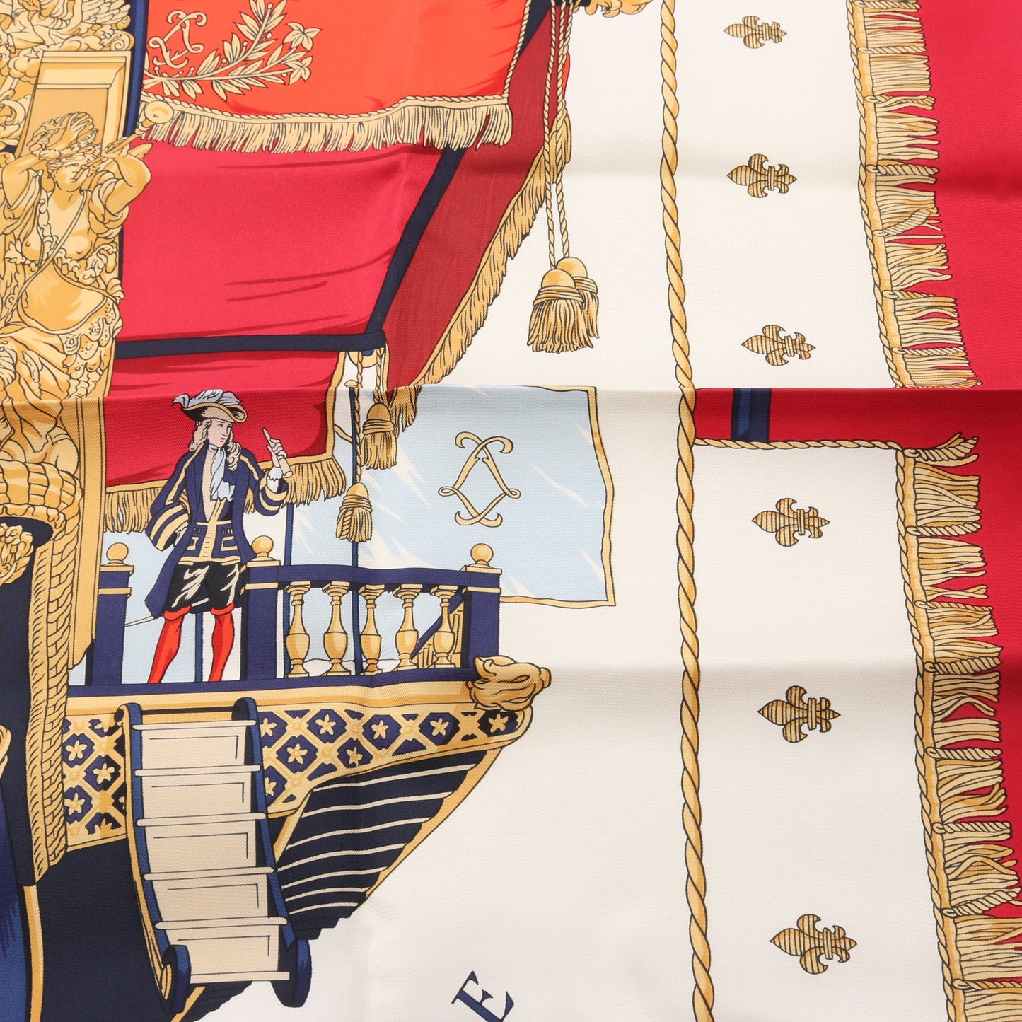 カレ90 VUE DU CARROSSE DE LA GALERE LA REALE スカーフ シルク レッド ホワイト マルチカラー エルメス 財布・小物 HERMES