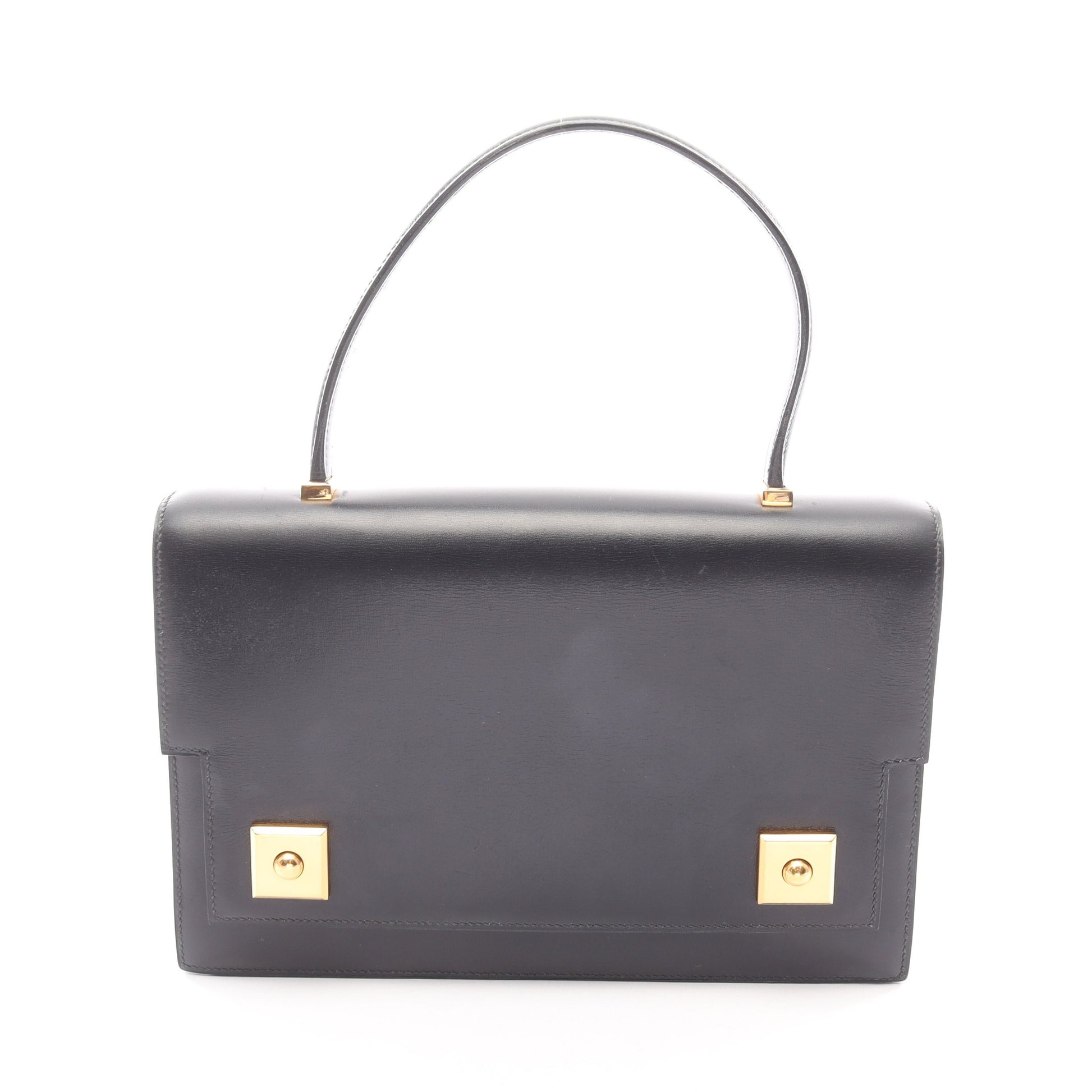 ピアノ ハンドバッグ ボックスカーフ ブラック ゴールド金具 ○J刻印 エルメス バッグ HERMES