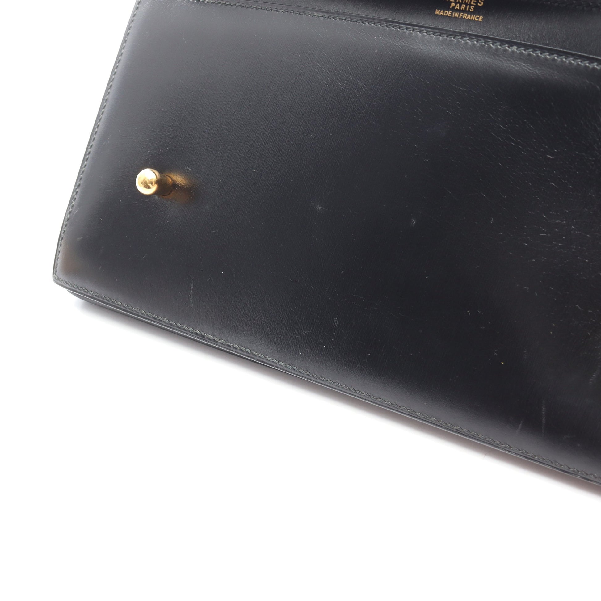 ピアノ ハンドバッグ ボックスカーフ ブラック ゴールド金具 ○J刻印 エルメス バッグ HERMES