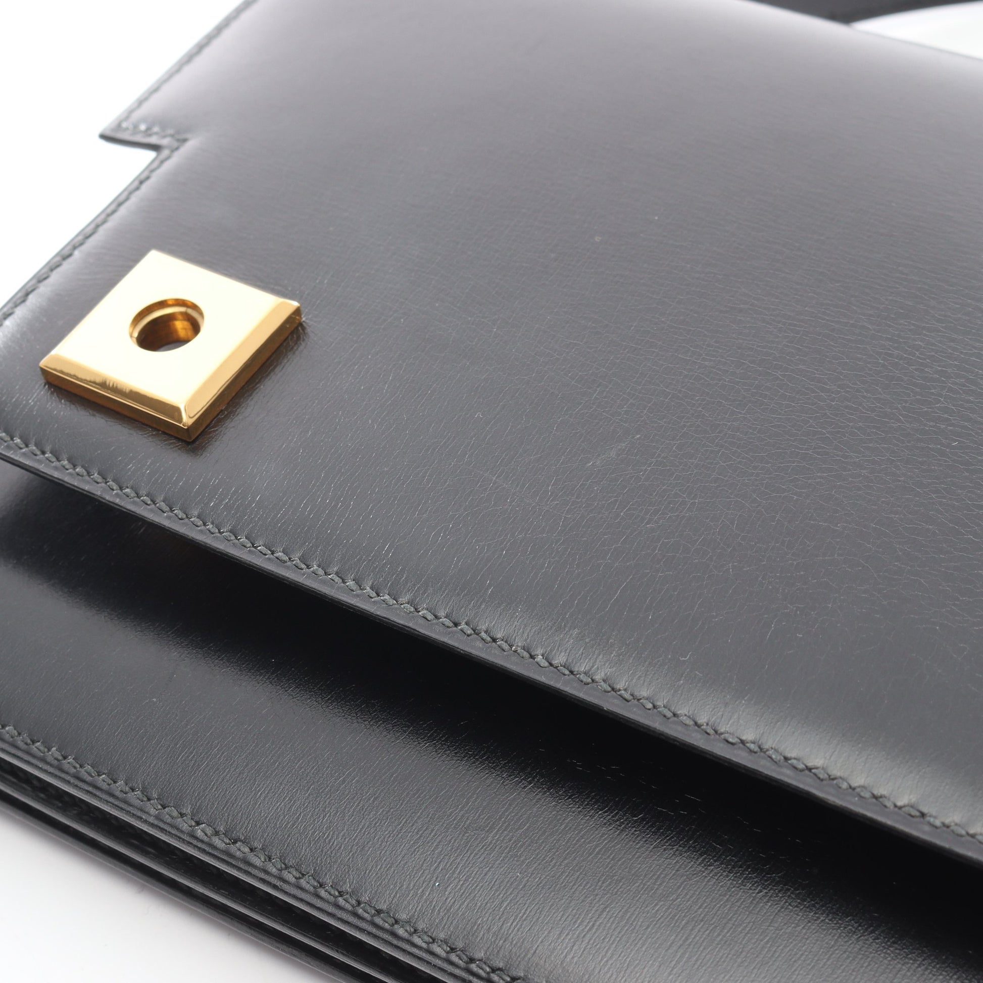 ピアノ ハンドバッグ ボックスカーフ ブラック ゴールド金具 ○J刻印 エルメス バッグ HERMES