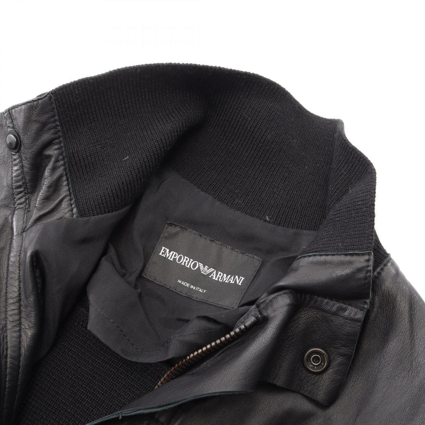 ニット切替 ブルゾン レザージャケット レザー ブラック エンポリオアルマーニ アウター EMPORIO ARMANI