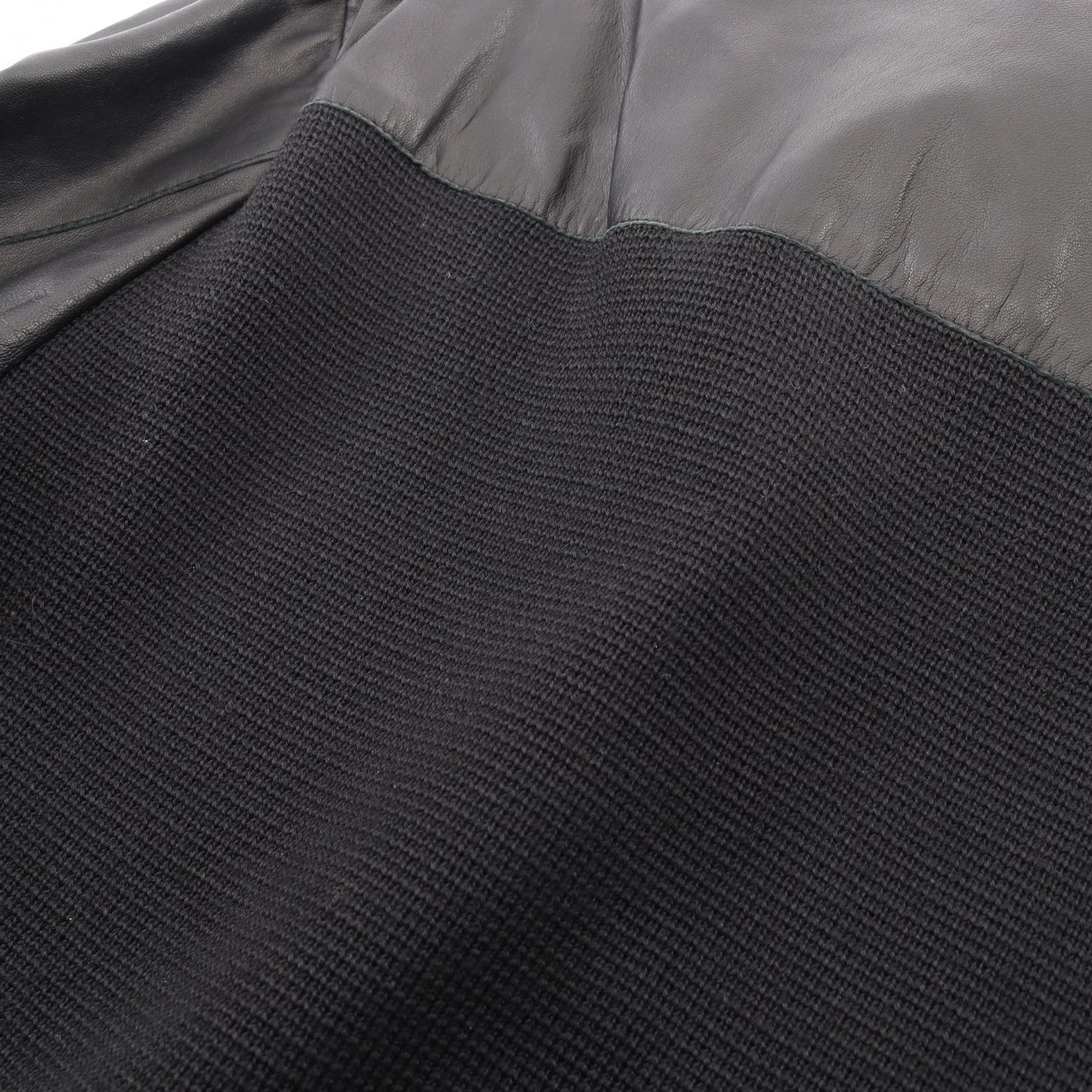 ニット切替 ブルゾン レザージャケット レザー ブラック エンポリオアルマーニ アウター EMPORIO ARMANI