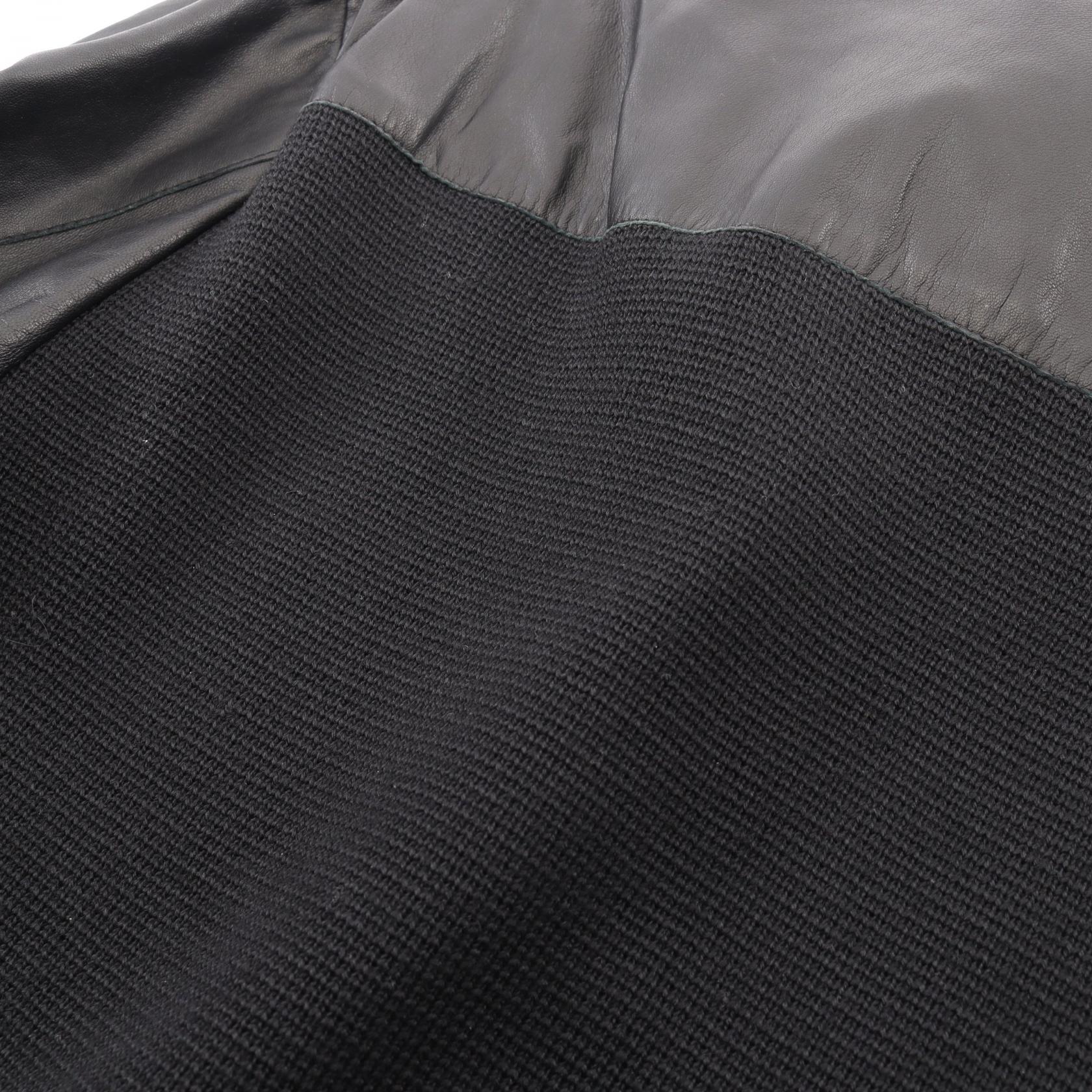 ニット切替 ブルゾン レザージャケット レザー ブラック エンポリオアルマーニ アウター EMPORIO ARMANI