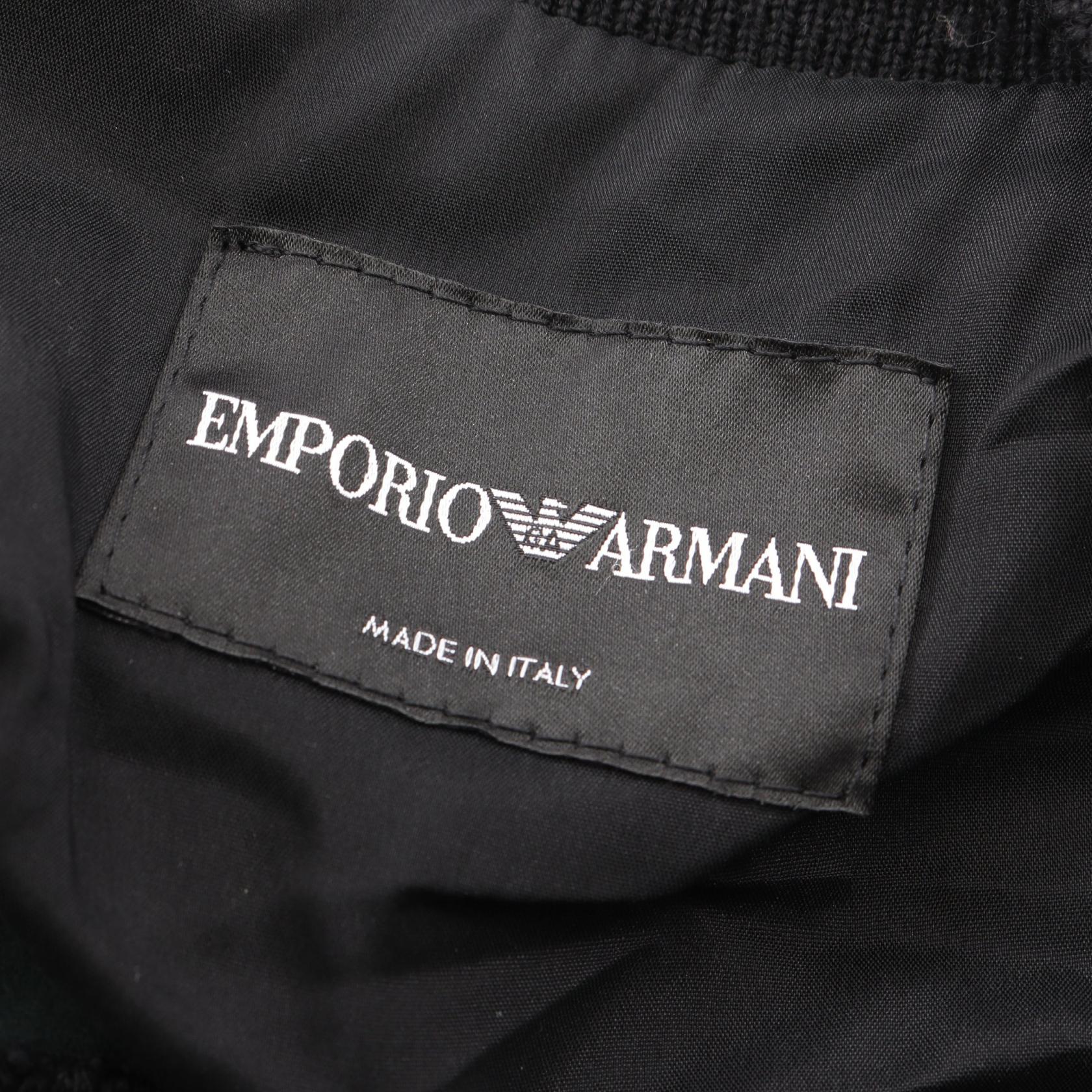 ニット切替 ブルゾン レザージャケット レザー ブラック エンポリオアルマーニ アウター EMPORIO ARMANI