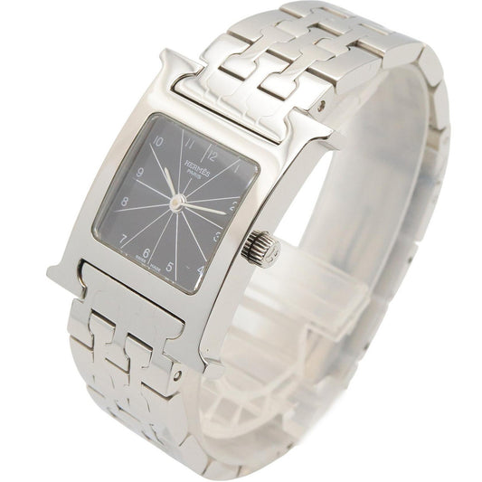 Hウォッチ レディース 腕時計 クオーツ SS ブラック エルメス