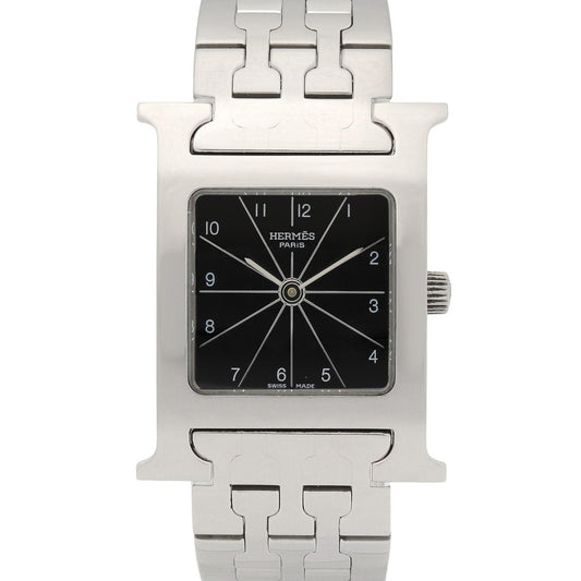 Hウォッチ レディース 腕時計 クオーツ SS ブラック エルメス