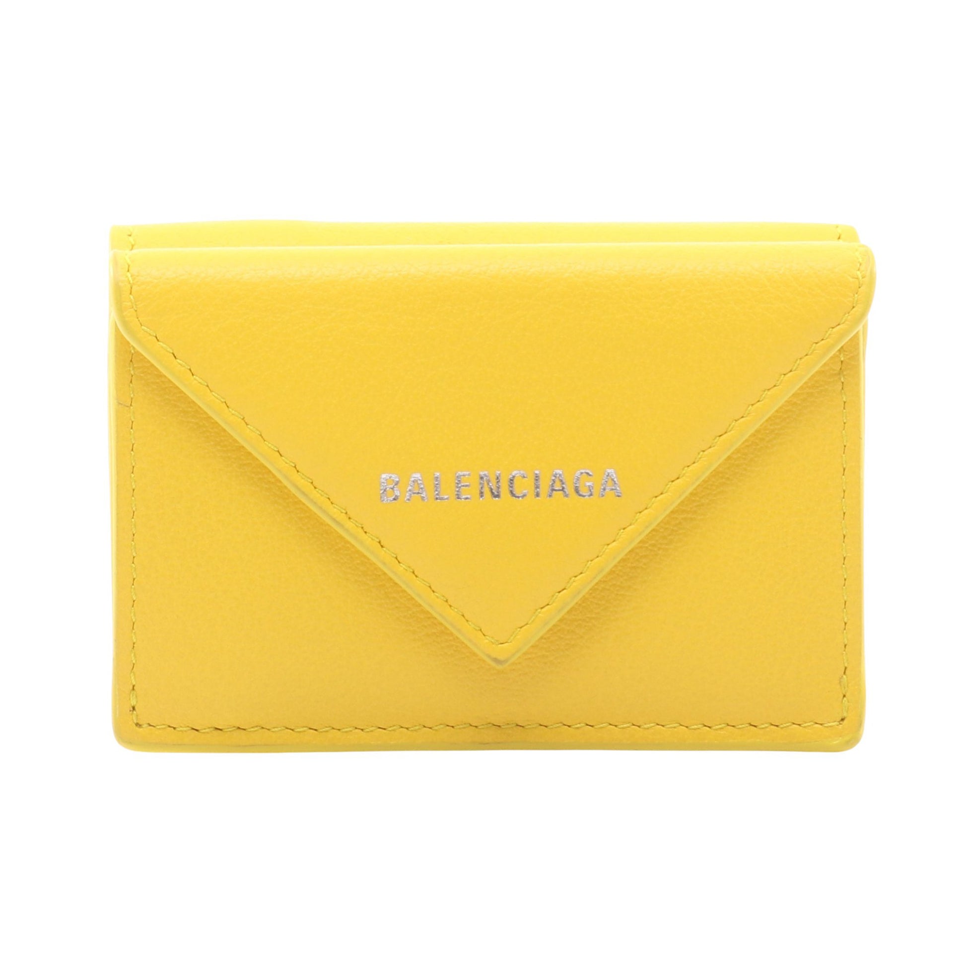 ペーパーミニウォレット 三つ折り財布 レザー イエロー バレンシアガ 財布・小物 BALENCIAGA