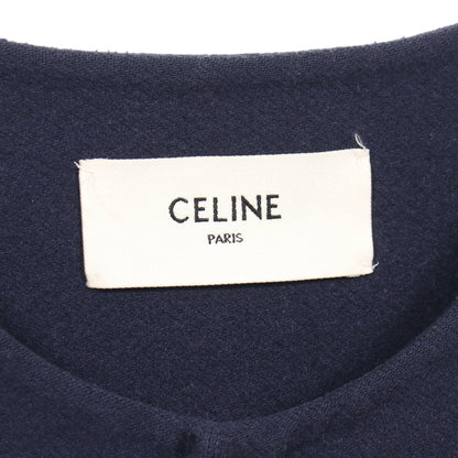 サルキー刺繍 ノーカラージャケット カシミヤ ネイビー セリーヌ アウター CELINE