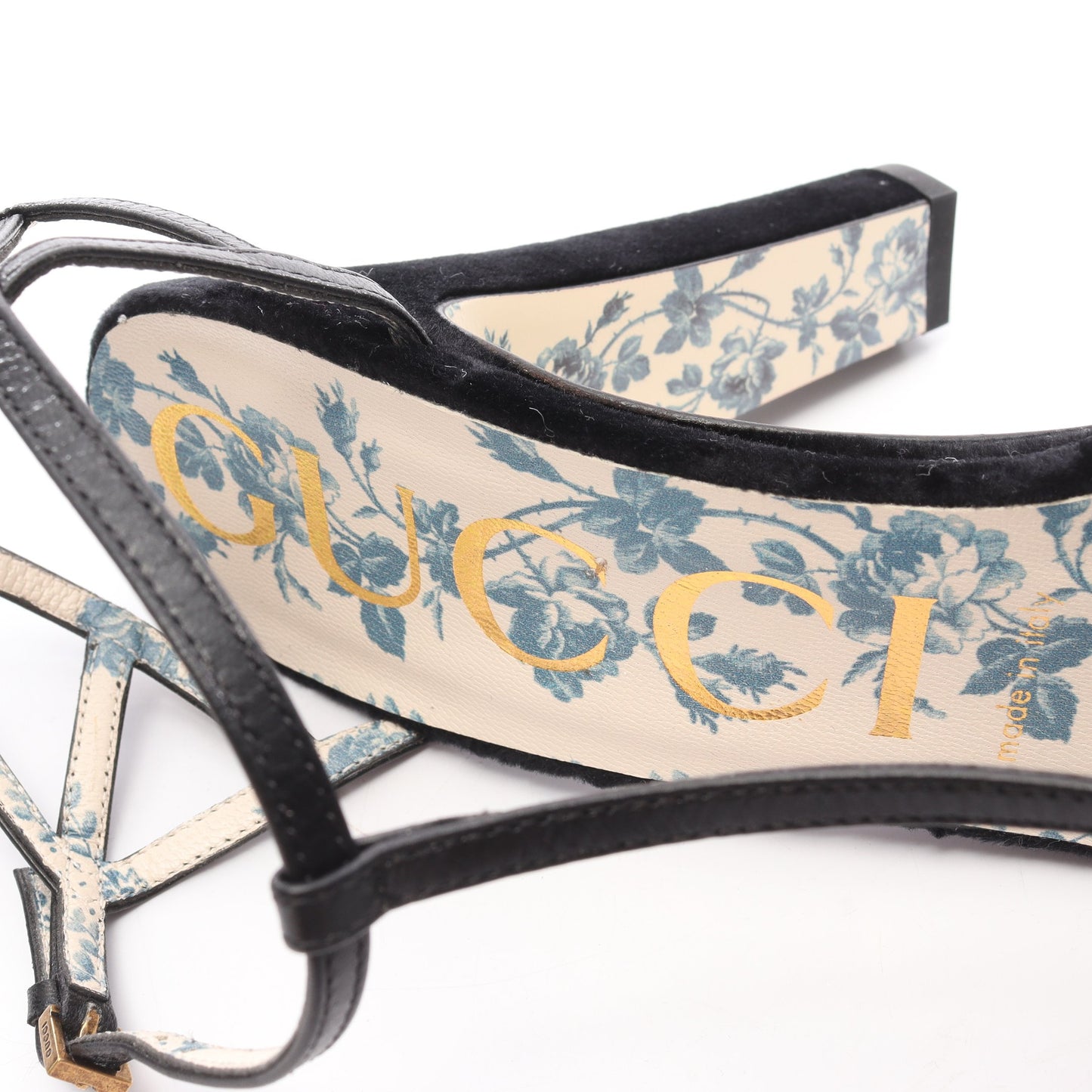 タイガーヘッド サンダル ベロア レザー ブラック グッチ シューズ GUCCI