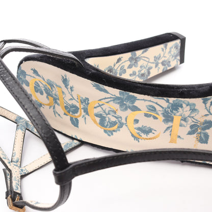 タイガーヘッド サンダル ベロア レザー ブラック グッチ シューズ GUCCI