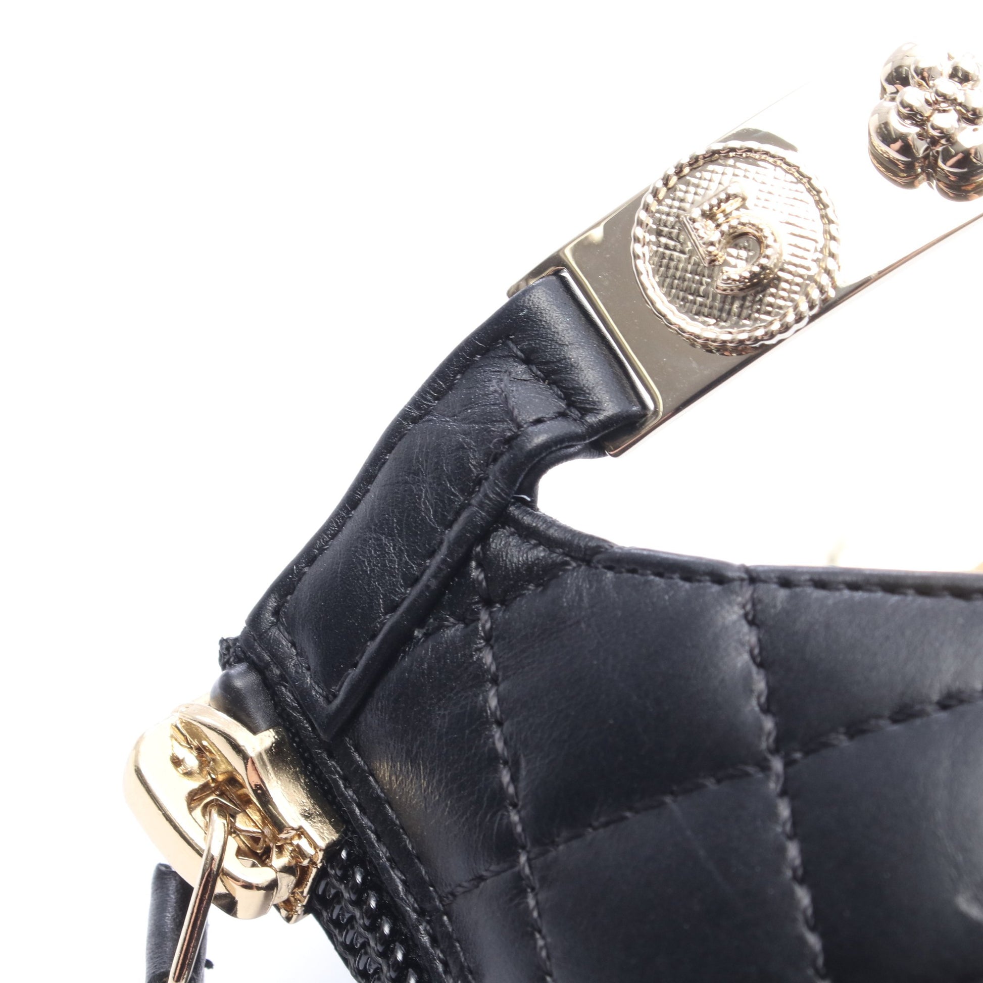 マトラッセ ウェッジソール サンダル レザー ブラック ゴールド シャネル シューズ CHANEL