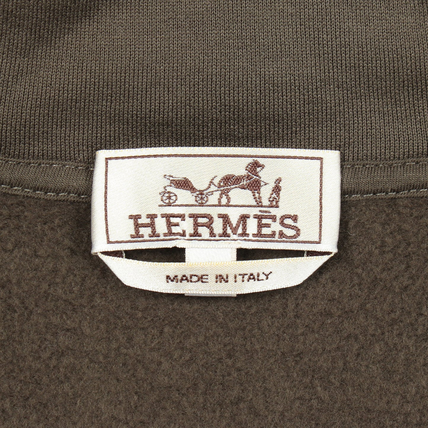 ランH 裏起毛 ジップアップパーカー コットン グレーグリーン ブラック エルメス トップス HERMES