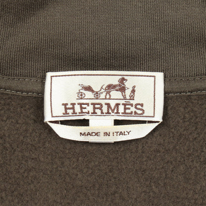 ランH 裏起毛 ジップアップパーカー コットン グレーグリーン ブラック エルメス トップス HERMES