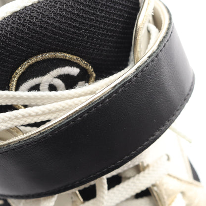 ココマーク ハイカットスニーカー レザー ファブリック ライトグレー オフホワイト ブラック シャネル シューズ CHANEL