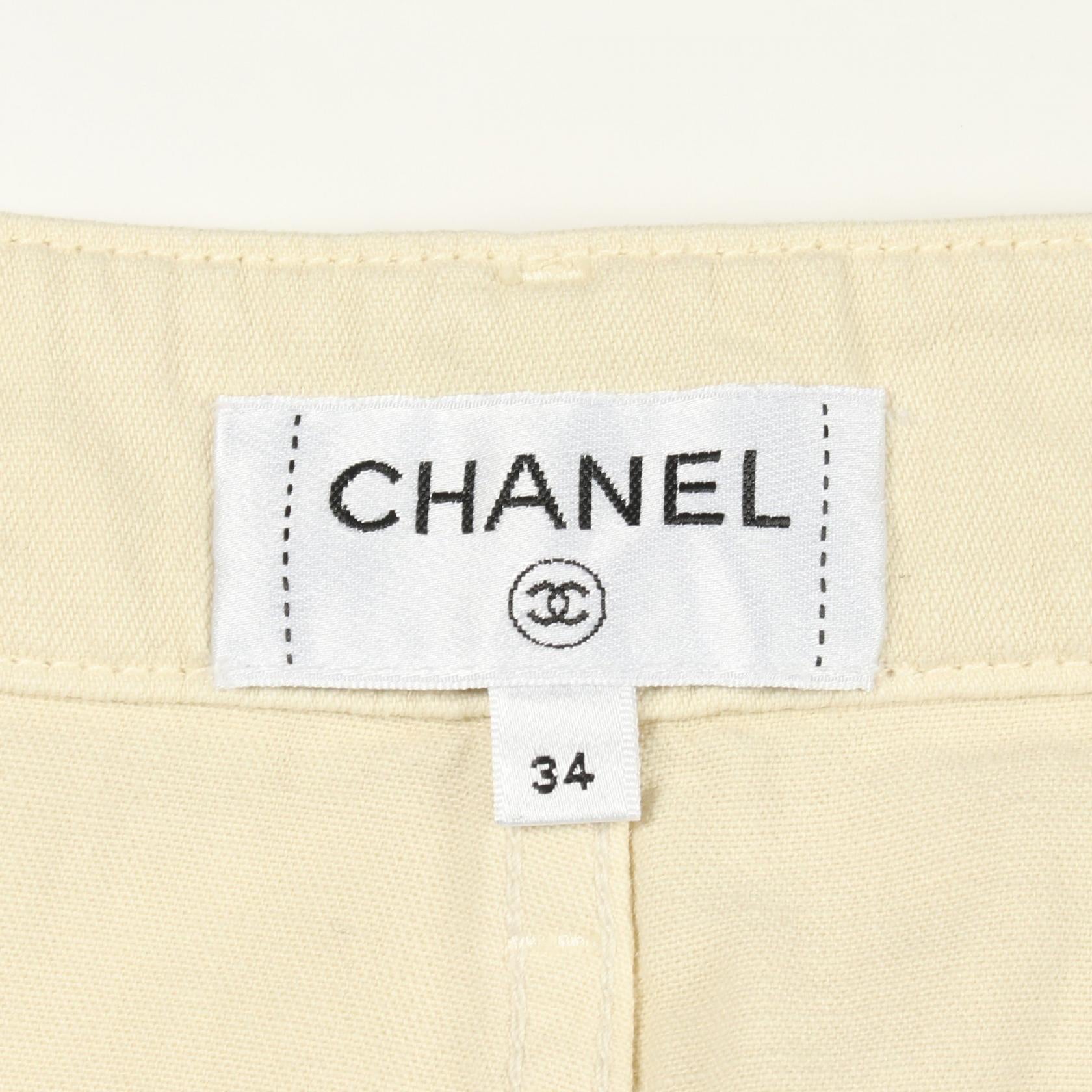 ココマークボタン ワイドパンツ コットン アイボリー シャネル ボトムス CHANEL