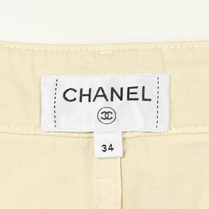ココマークボタン ワイドパンツ コットン アイボリー シャネル ボトムス CHANEL