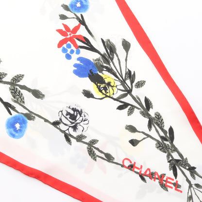 花柄 スカーフ シルク ホワイト レッド マルチカラー シャネル 財布・小物 CHANEL