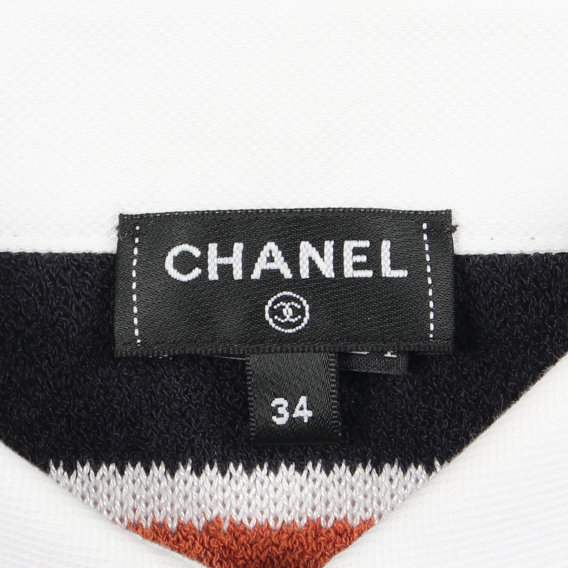 ライオンボタン ボーダー ポロシャツ コットン ブラック ブラウン ホワイト シャネル トップス CHANEL