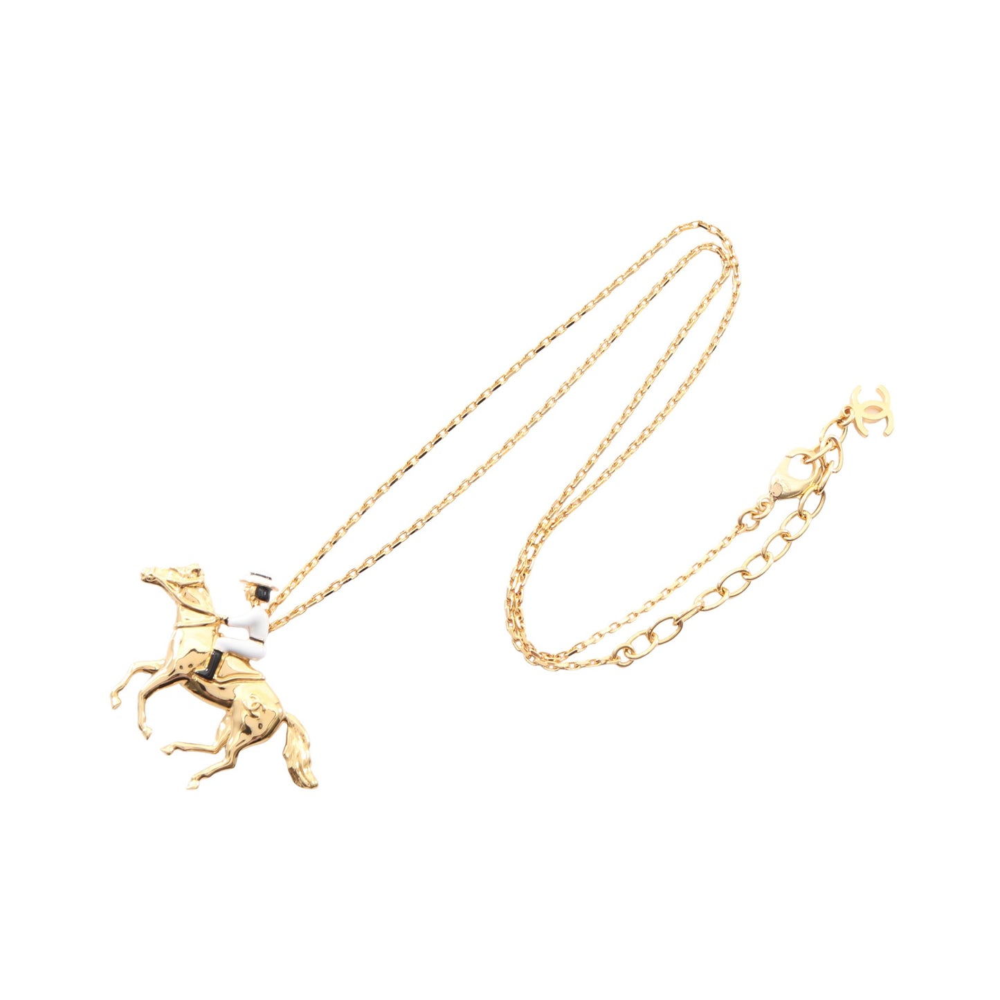 ココマーク 乗馬 ネックレス GP ゴールド ホワイト ブラック L26P シャネル アクセサリー CHANEL