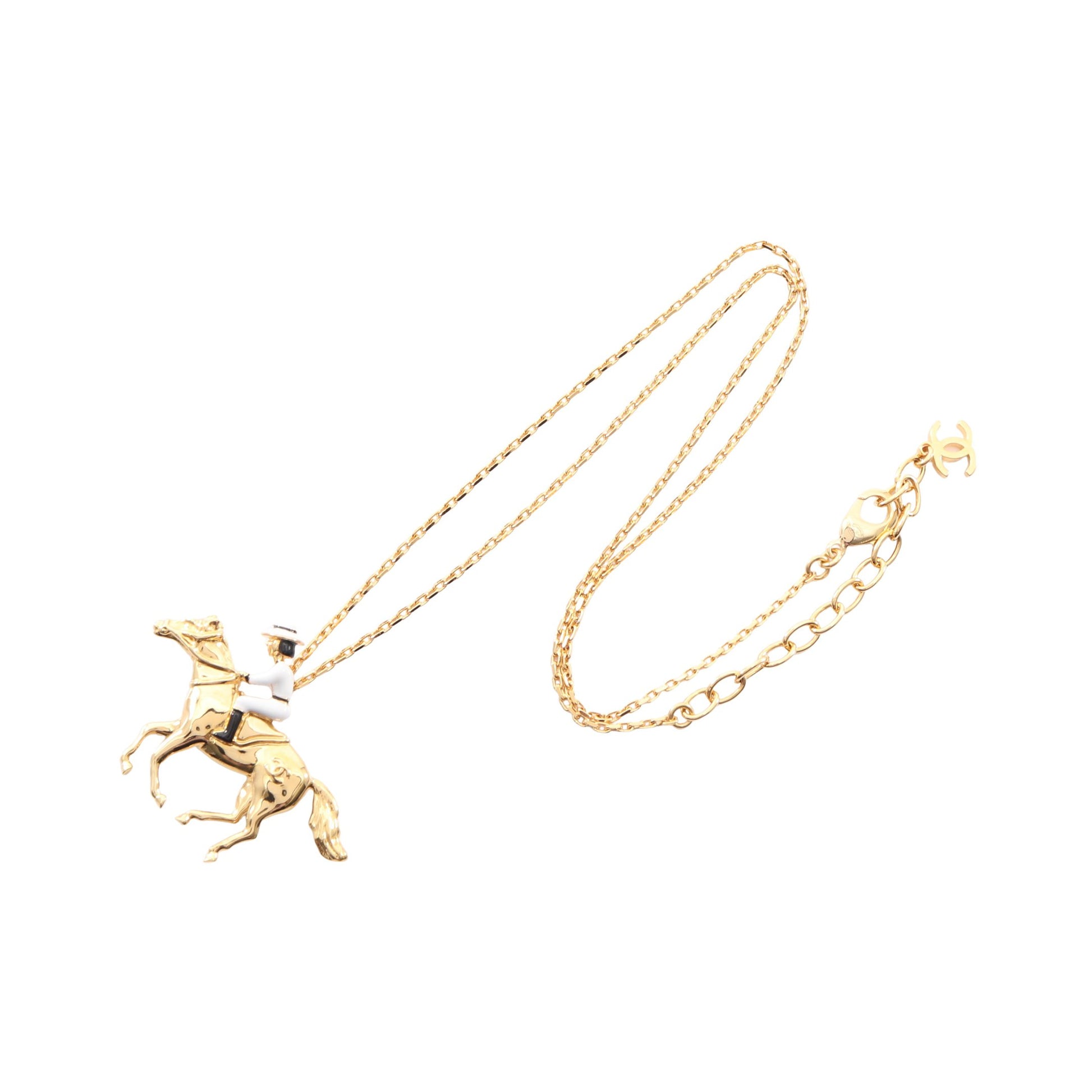 ココマーク 乗馬 ネックレス GP ゴールド ホワイト ブラック L26P シャネル アクセサリー CHANEL