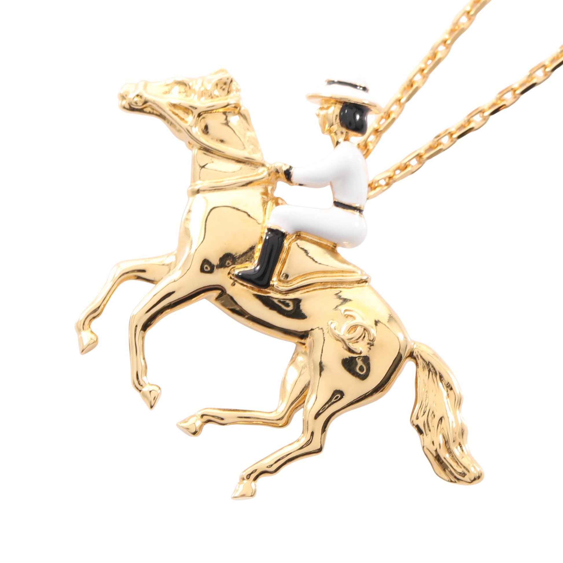 ココマーク 乗馬 ネックレス GP ゴールド ホワイト ブラック L26P シャネル アクセサリー CHANEL