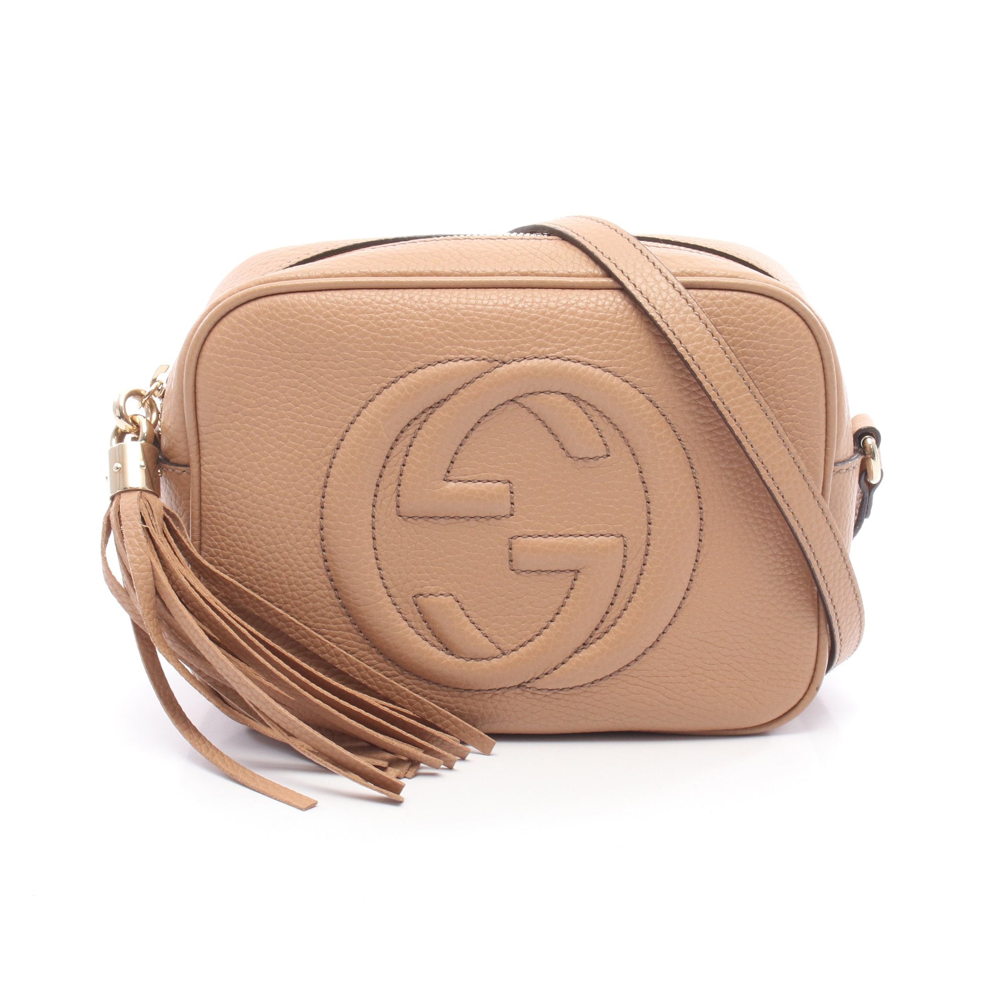 ソーホー ディスコバッグ インターロッキングG ショルダーバッグ レザー ベージュ タッセル グッチ バッグ GUCCI