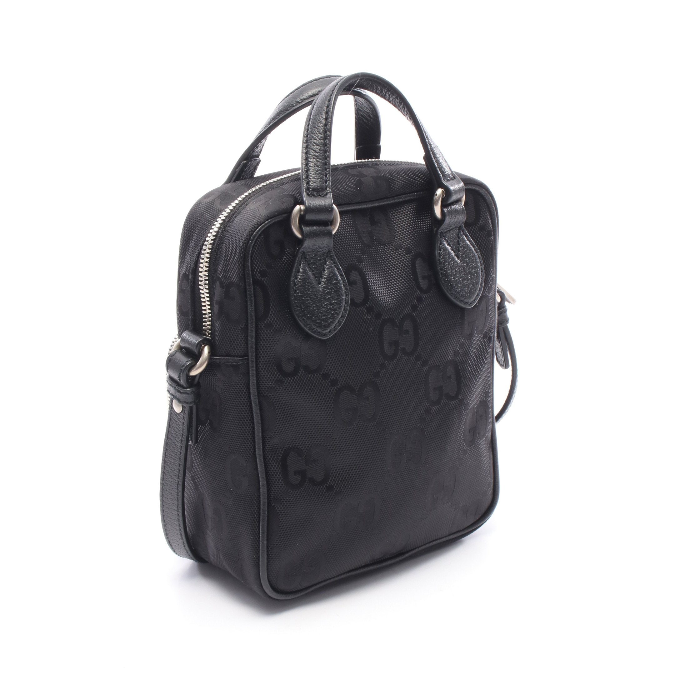 【美品】GUCCI マイクロGG トートバッグ ナイロン　肩掛け　黒 通販安心 GUCCI ブラックナイロンショルダーバッグ 【公式通販】