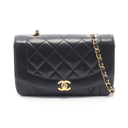 マトラッセ ダイアナフラップ チェーンショルダーバッグ ラムスキン ブラック ゴールド金具 シャネル バッグ CHANEL
