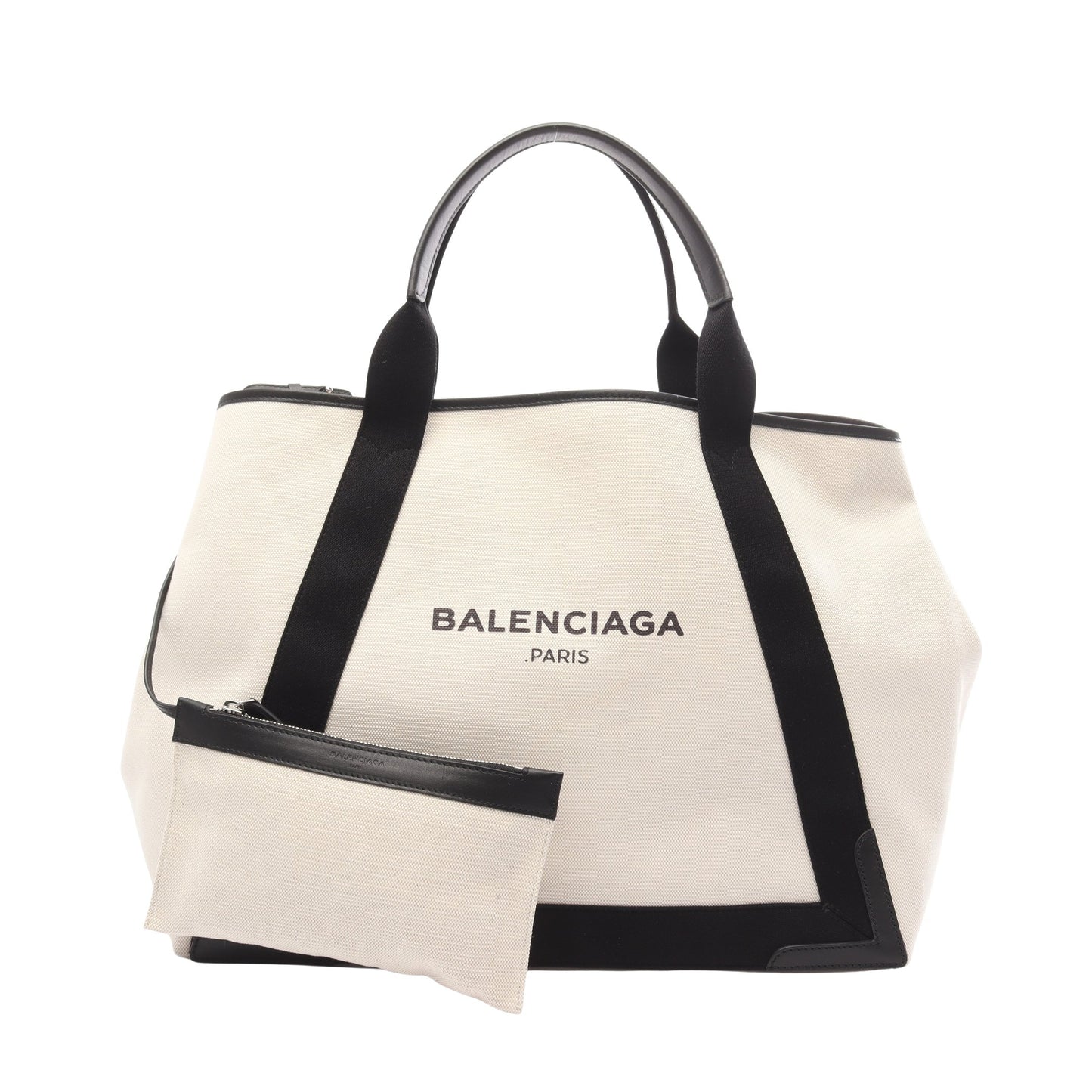 NAVY CABAS ネイビーカバ M ハンドバッグ トートバッグ キャンバス レザー オフホワイト ブラック バレンシアガ バッグ BALENCIAGA