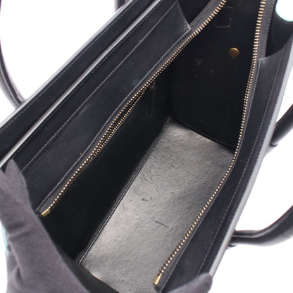 ラゲージ マイクロショッパー ハンドバッグ トートバッグ レザー ヌバック ブラック アイボリー ライトブルー セリーヌ バッグ CELINE