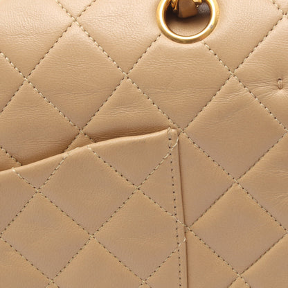 マトラッセ Wフラップ Wチェーンショルダーバッグ ラムスキン ベージュ ゴールド金具 シャネル バッグ CHANEL