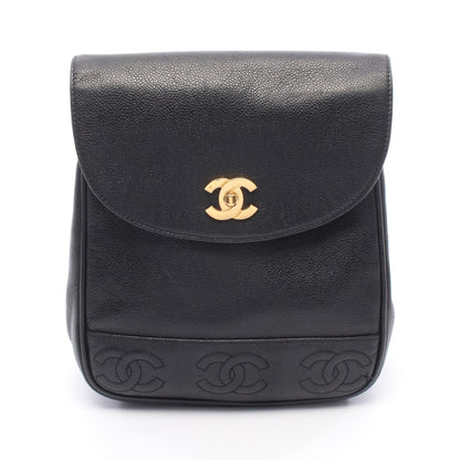 トリプルココマーク バックパック リュックサック キャビアスキン ブラック ゴールド金具 シャネル バッグ CHANEL