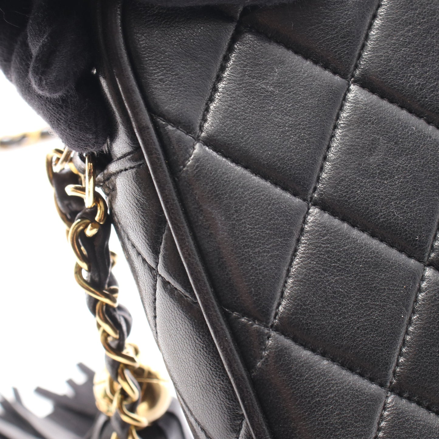 マトラッセ チェーンショルダーバッグ ラムスキン ブラック ゴールド金具 タッセル シャネル バッグ CHANEL