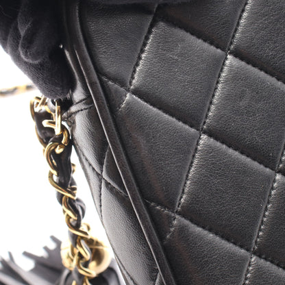 マトラッセ チェーンショルダーバッグ ラムスキン ブラック ゴールド金具 タッセル シャネル バッグ CHANEL