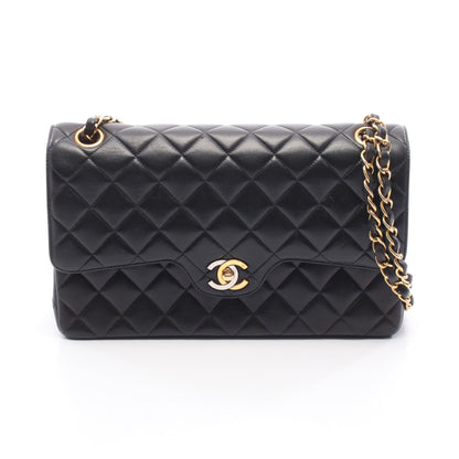 マトラッセ パリ限定 Wフラップ Wチェーンショルダーバッグ ラムスキン ブラック コンビ金具 シャネル バッグ CHANEL